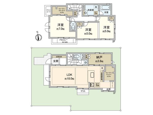 小金井市前原町1丁目 新築戸建 13号棟 間取図(平面図) 間取図(平面図)