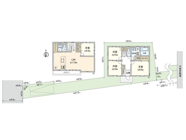 小金井市桜町2丁目 新築戸建 D号棟 間取図(平面図) 間取図(平面図)