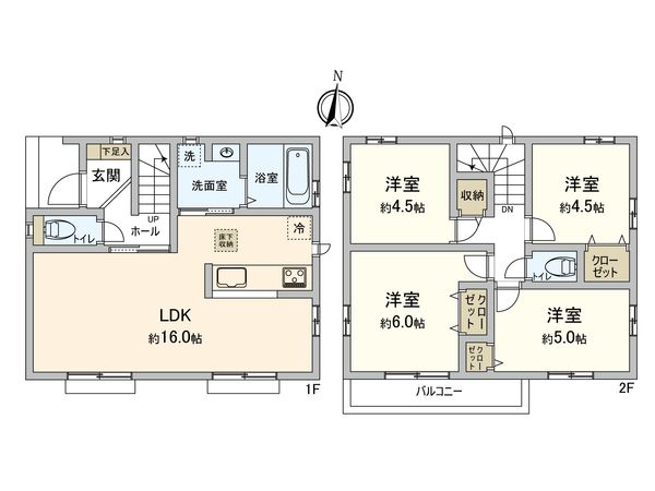 小金井市前原町4丁目 新築戸建 D号棟 間取図(平面図) 小金井市前原町4丁目 新築戸建 D号棟 間取図(平面図)