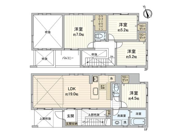 小金井市中町1丁目 新築戸建 1号棟 間取図(平面図)
