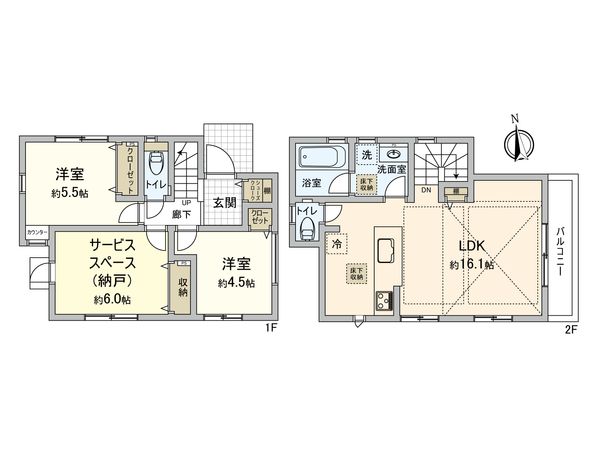 小金井市前原町4丁目 新築戸建 1号棟 間取図(平面図) 小金井市前原町4丁目 新築戸建 1号棟 間取図(平面図)
