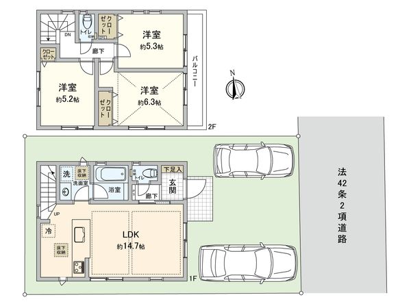小金井市前原町4丁目 新築戸建 2号棟 間取図(平面図) 小金井市前原町4丁目 新築戸建 2号棟 間取図(平面図)