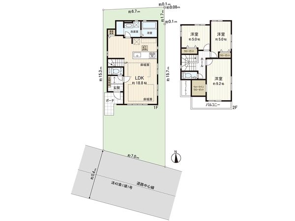 小金井市貫井南町3丁目 新築戸建 2号棟 間取図(平面図)