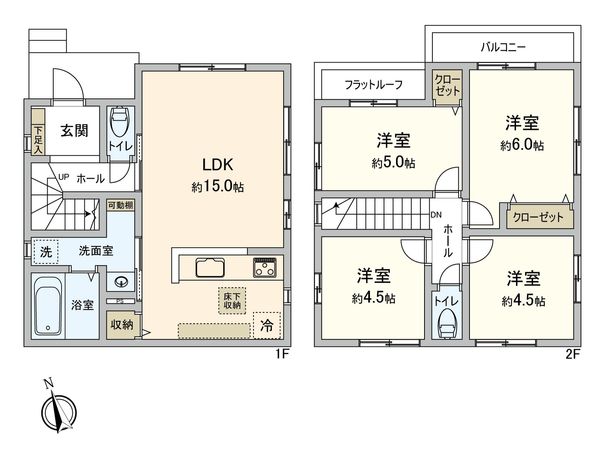 小金井市貫井南町1丁目 新築戸建 2号棟 間取図(平面図)