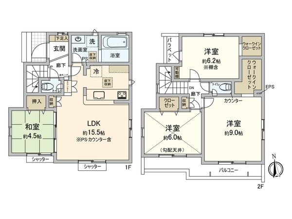 小平市回田町 新築戸建 2号棟 間取図(平面図)