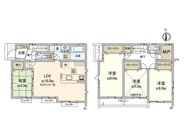 小平市回田町 新築戸建 1号棟 間取図(平面図)