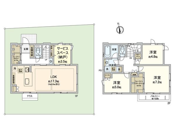 ファインコート武蔵小金井パークサイドヴィラ 1号棟 間取図(平面図)