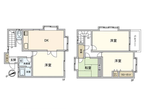 小金井市中町1丁目 戸建(連棟式) 間取図(平面図) 小金井市中町1丁目 戸建(連棟式) 間取図(平面図)