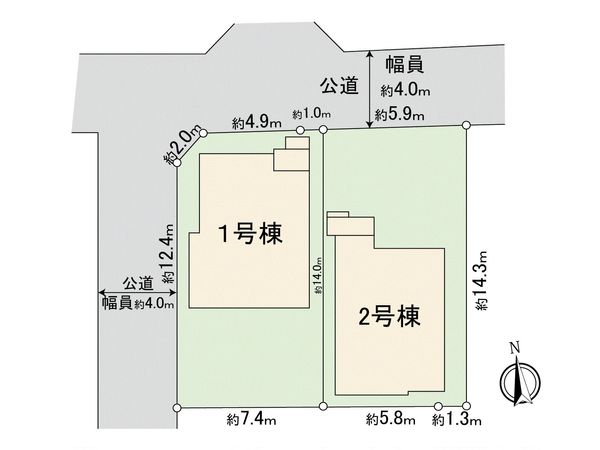 小金井市前原町1丁目 新築戸建 2号棟 全体区画図(本物件は2号棟になります。)