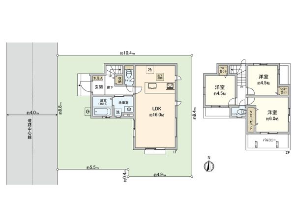 小金井市前原町3丁目 新築戸建 1号棟 間取図(平面図)