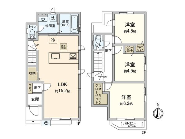 小金井市前原町3丁目 新築戸建 2号棟 間取図(平面図)