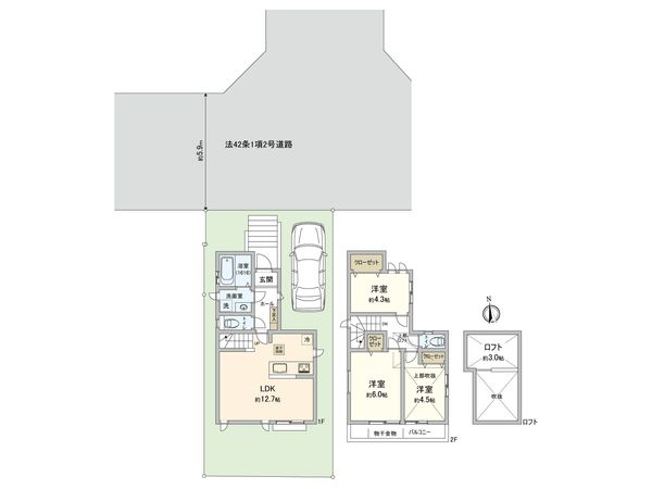 小平市上水南町4丁目 新築戸建 1号棟 間取図(平面図) 小平市上水南町4丁目 新築戸建 1号棟 間取図(平面図)