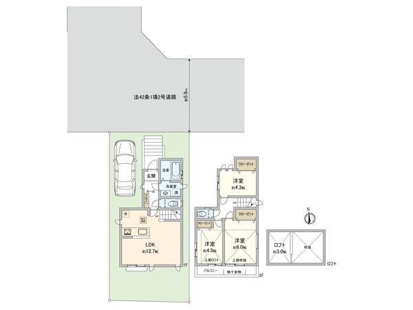 小平市上水南町4丁目 新築戸建 2号棟 間取図(平面図)