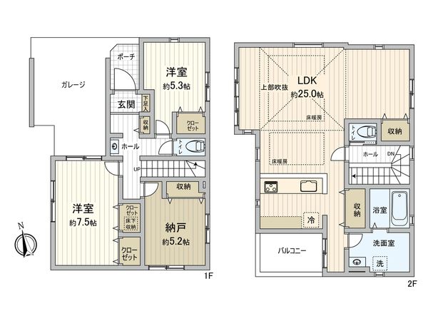 小金井市貫井北町3丁目 新築戸建 間取図(平面図) 小金井市貫井北町3丁目 新築戸建 間取図(平面図)