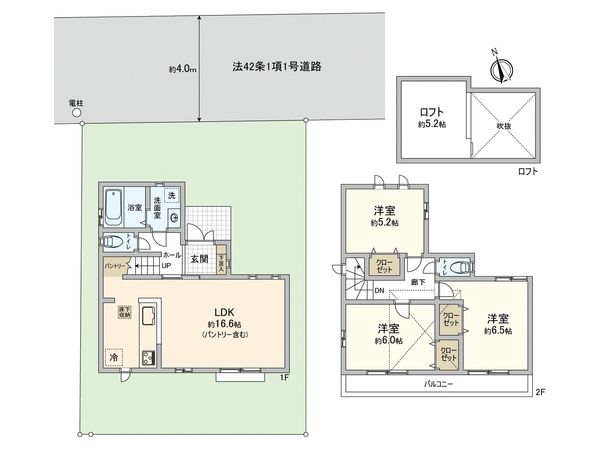 小平市鈴木町1丁目 新築戸建 1号棟 間取図(平面図) 小平市鈴木町1丁目 新築戸建 1号棟 間取図(平面図)