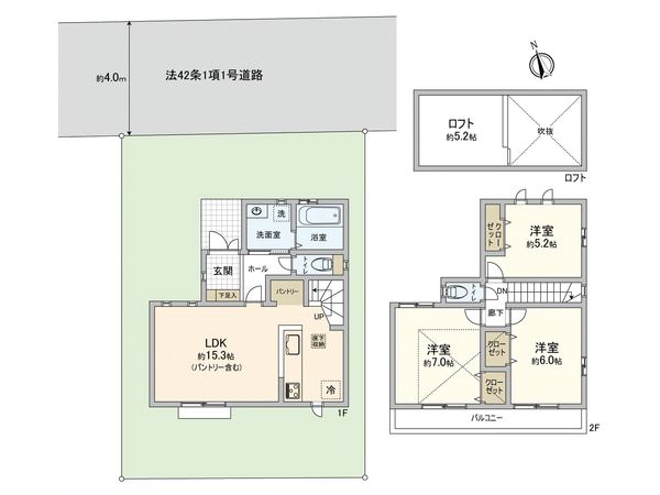 小平市鈴木町1丁目 新築戸建 2号棟 間取図(平面図) 小平市鈴木町1丁目 新築戸建 2号棟 間取図(平面図)