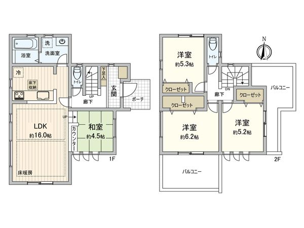 小金井市貫井南町5丁目 新築戸建 間取図(平面図) 小金井市貫井南町5丁目 新築戸建 間取図(平面図)