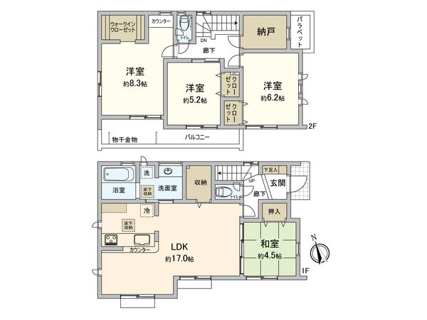 小金井市東町1丁目 新築戸建 1号棟 間取図(平面図) 小金井市東町1丁目 新築戸建 1号棟 間取図(平面図)
