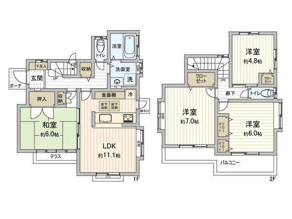 小金井市貫井南町5丁目 戸建 間取図(平面図) 小金井市貫井南町5丁目 戸建 間取図(平面図)