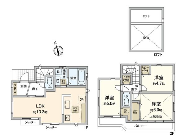 府中市武蔵台3丁目 土地 建物プラン例 (間取り図) 府中市武蔵台3丁目 土地 建物プラン例 (間取り図)