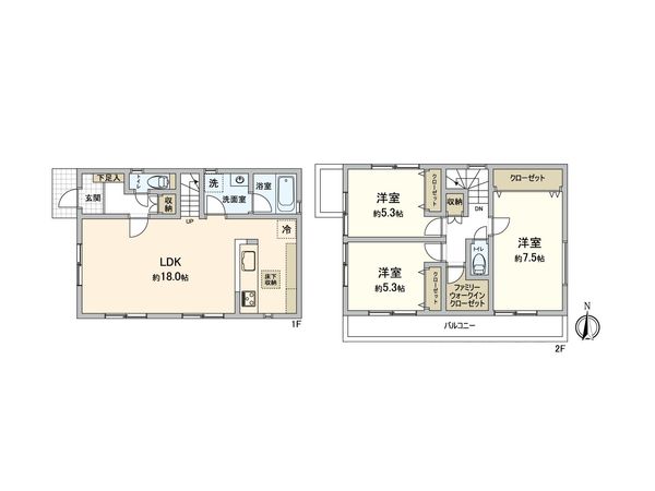 国立市東3丁目 16区画 建物プラン例 (間取り図) 国立市東3丁目 16区画 建物プラン例 (間取り図)