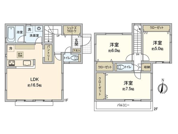 国立市東3丁目 12区画 建物プラン例 (間取り図) 建物プラン例 (間取り図)