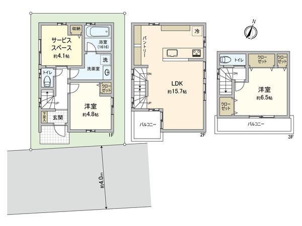 国分寺市東元町3丁目 B区画 建物プラン例 (間取り図) 国分寺市東元町3丁目 B区画 建物プラン例 (間取り図)