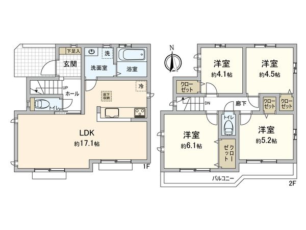 小平市小川町2丁目 新築戸建 間取図(平面図) 小平市小川町2丁目 新築戸建 間取図(平面図)