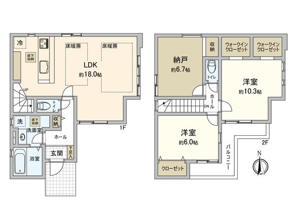 小平市小川町1丁目 新築戸建 間取図(平面図) 小平市小川町1丁目 新築戸建 間取図(平面図)