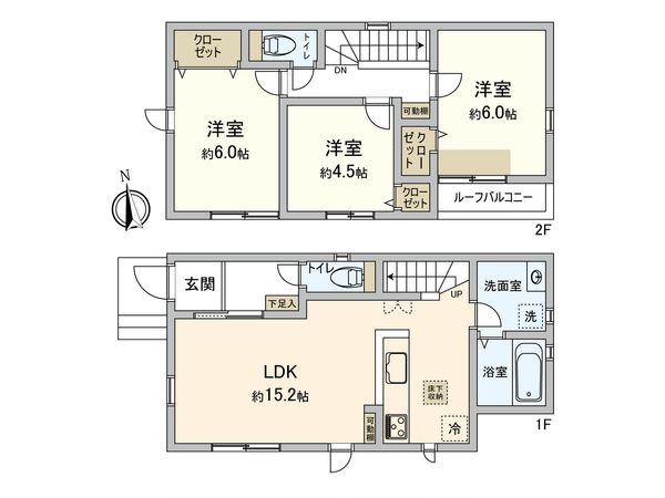 小平市上水南町2丁目 新築戸建 2号棟 間取図(平面図) 小平市上水南町2丁目 新築戸建 2号棟 間取図(平面図)