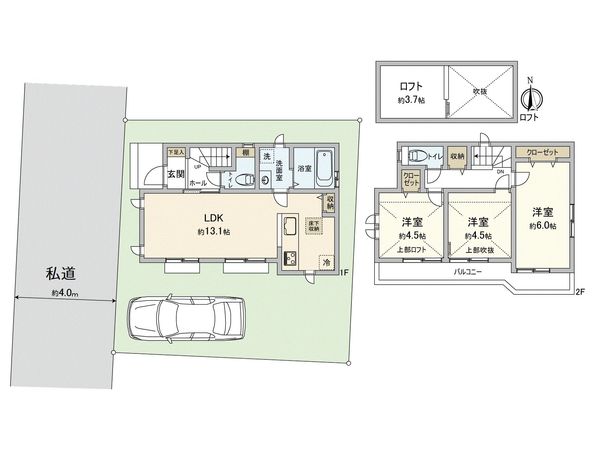 小平市小川町1丁目 新築戸建 間取図(平面図) 小平市小川町1丁目 新築戸建 間取図(平面図)