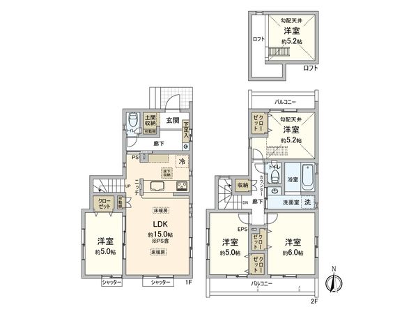 国分寺市北町1丁目 新築戸建 間取図(平面図)