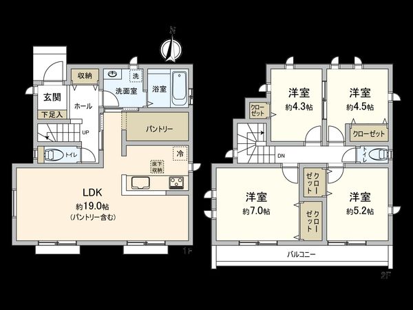 国立市谷保 M号棟 間取図(平面図)
