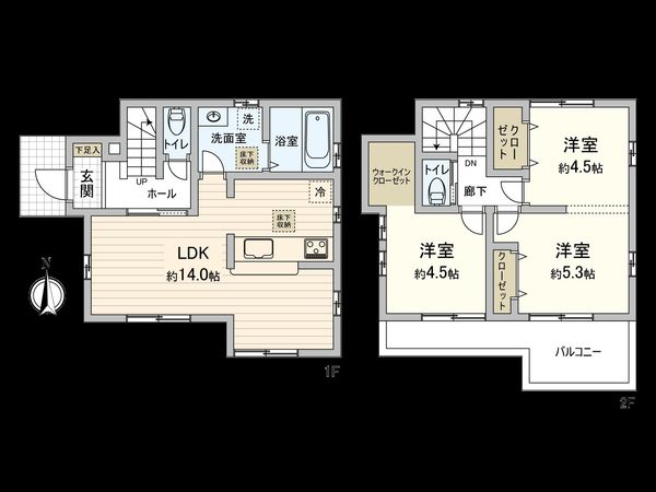 府中市北山町2丁目 1号棟 間取図(平面図)