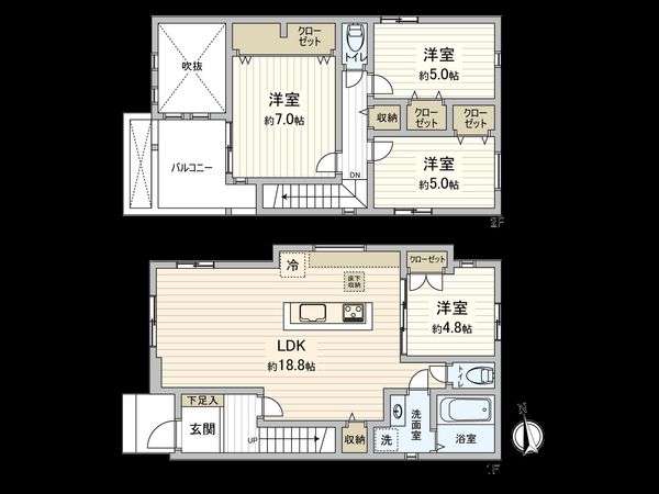国分寺市新町2丁目 2号棟 間取図(平面図)