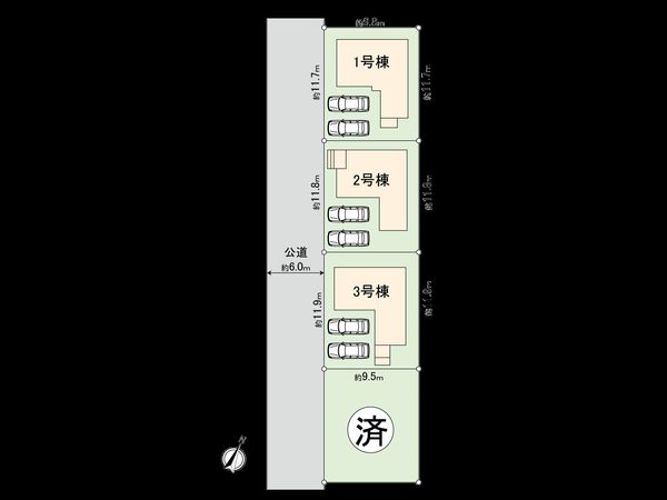 国分寺市高木町1丁目 2号棟 全体区画図