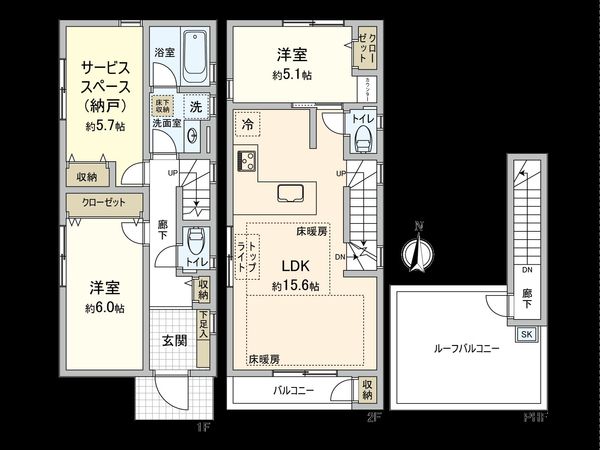 国立市西2丁目 2号棟 間取図(平面図)