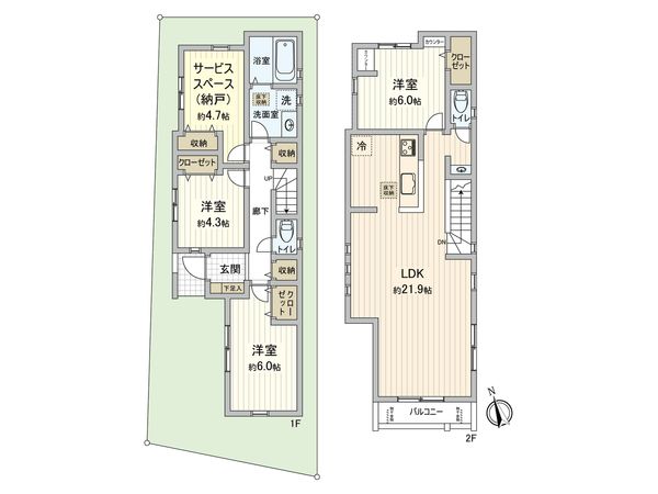 国分寺市本多5丁目 新築戸建 間取図(平面図)