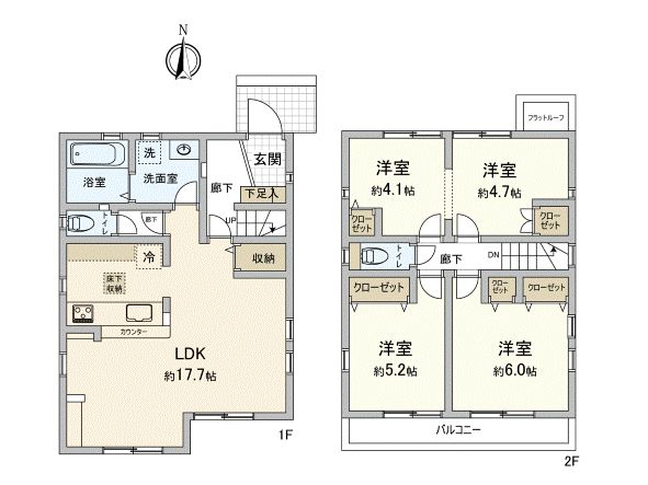 小平市学園東町2丁目 新築戸建 3号棟 間取図(平面図) 小平市学園東町2丁目 新築戸建 3号棟 間取図(平面図)