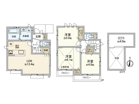 小平市学園東町3丁目 新築戸建 間取図(平面図)