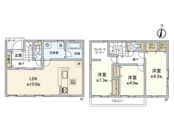 小平市学園東町3丁目 新築戸建 間取図(平面図)