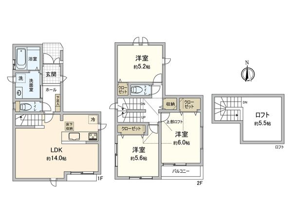 小平市小川町1丁目 新築戸建 間取図(平面図) 小平市小川町1丁目 新築戸建 間取図(平面図)