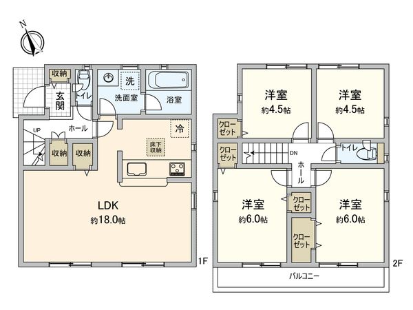 小平市上水新町2丁目 3号棟 間取図(平面図) 小平市上水新町2丁目 3号棟 間取図(平面図)