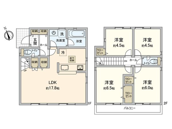 小平市上水新町2丁目 4号棟 間取図(平面図) 小平市上水新町2丁目 4号棟 間取図(平面図)