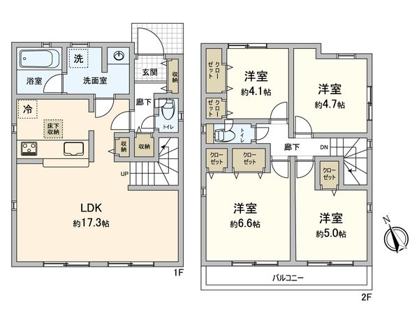 小平市上水新町2丁目 12号棟 間取図(平面図) 小平市上水新町2丁目 12号棟 間取図(平面図)