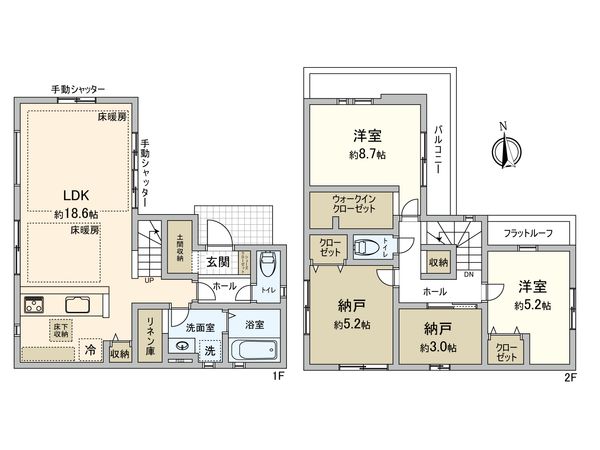 小平市小川町1丁目 新築戸建 間取図(平面図) 小平市小川町1丁目 新築戸建 間取図(平面図)