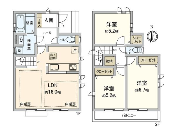 小平市津田町2丁目 新築戸建 間取図(平面図) 小平市津田町2丁目 新築戸建 間取図(平面図)