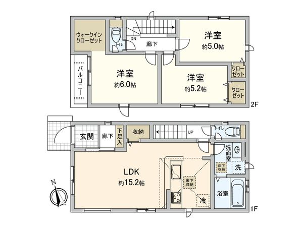 小平市上水本町2丁目 新築戸建1号棟 間取図(平面図) 小平市上水本町2丁目 新築戸建1号棟 間取図(平面図)