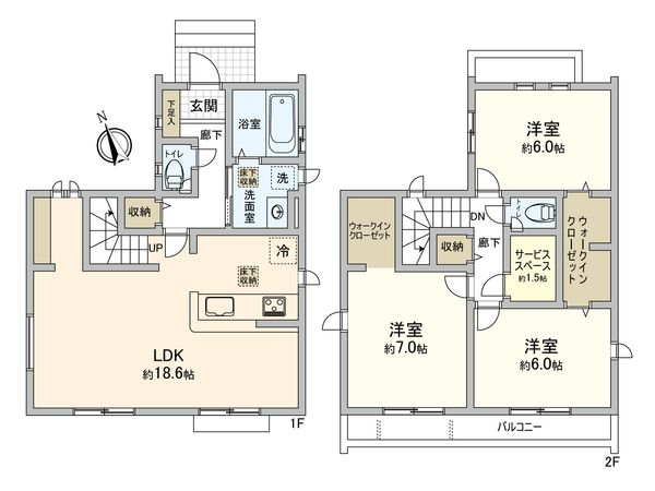 小平市上水本町2丁目 新築戸建2号棟 間取図(平面図) 小平市上水本町2丁目 新築戸建2号棟 間取図(平面図)