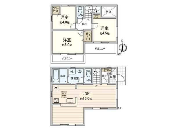 小平市上水南町2丁目 新築戸建 間取図(平面図) 小平市上水南町2丁目 新築戸建 間取図(平面図)